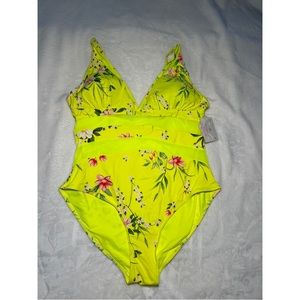Costal Waves One Piece Neon and Floral Swimsuit